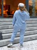 Блакитний костюм Штаєр з брюками високої посадки