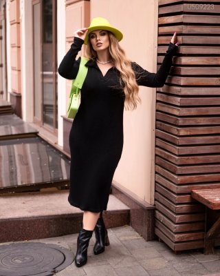 Чорна сукня Беррі з довгим рукавом