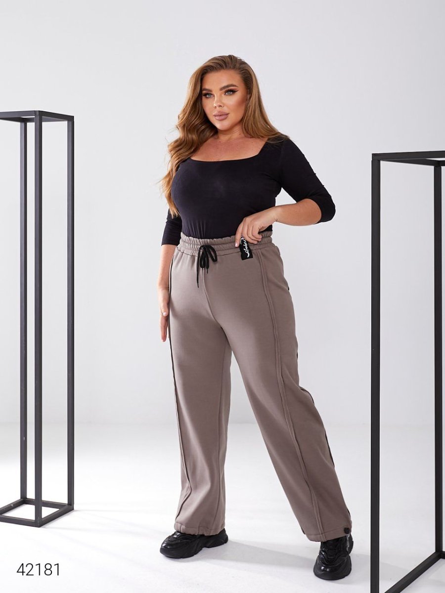 Штани жіночі теплі 42181 коричневий