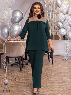 Жіночий костюм з брюками 41943 зелений
